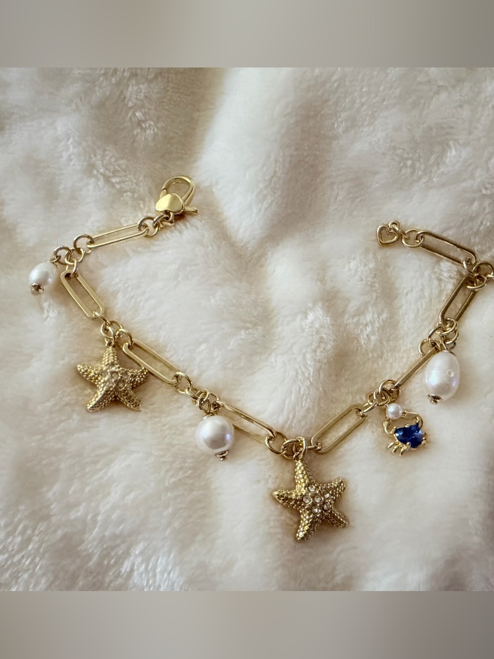 kate spade Gold Starfish, Pearl & Blue Charm Bracelet
